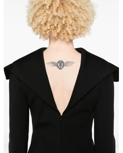 Philosophy Di Lorenzo Serafini Black Foldover-Neckline Midi Dress