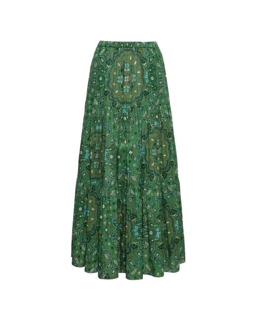 Cara Cara Green Melanie Paisley-Print Maxi Skirt