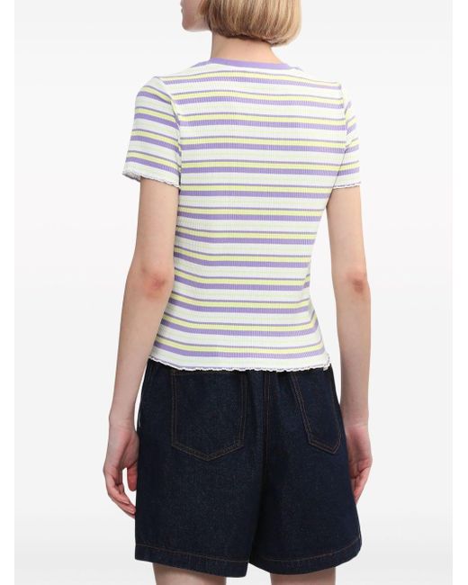Chocoolate Purple Striped Ribbed-knit T-shirt