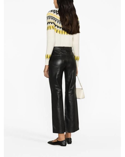 Maje Black Mid-Rise Leather Flared Trousers
