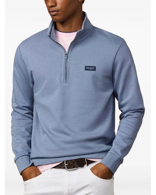 Hackett Blue Heritage Quarter-Zip Sweater for men