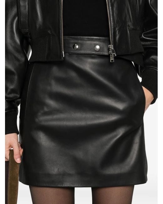 Arma Black Belted Leather Mini Skirt