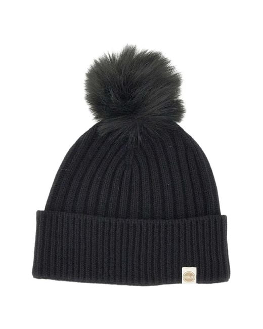 Colmar Black Gerippte Beanie Mit Bommel