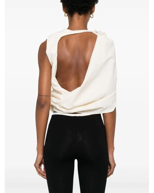 Magda Butrym Asymmetric Draped Top White