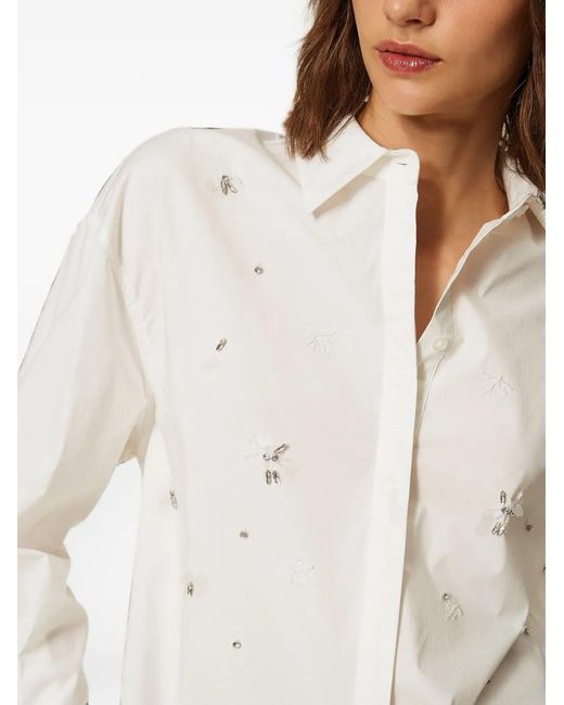 Twinset White Poplin Shirt With Embroidery