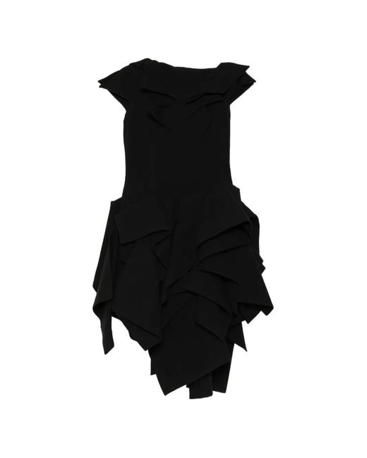 Yohji Yamamoto Black Flannel Deco C Draped Dress