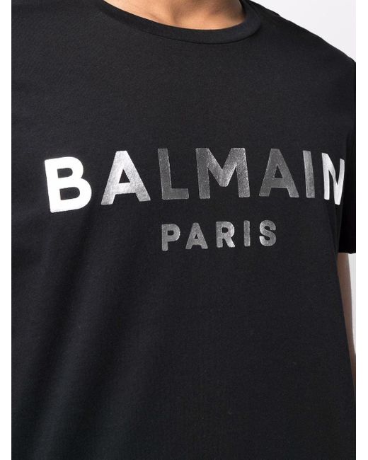 Balmain Black Logo Print T-Shirt for men