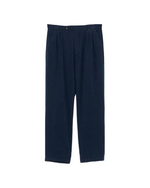 Massimo Alba Blue Wool Pleated Trousers for men
