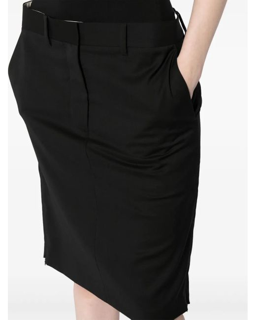 Helmut Lang Black Straight Wool Skirt