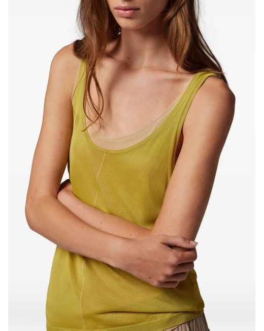 Paul Smith Yellow Double-Layered Sleeveless Top