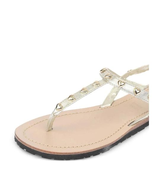 Moschino White Heart-Stud Thong Sandals