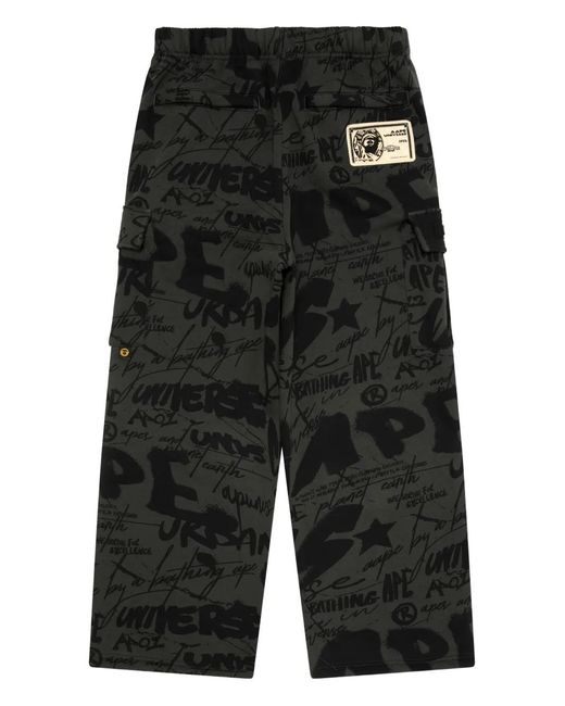 Aape By A Bathing Ape Black Patch Print Trousers for men