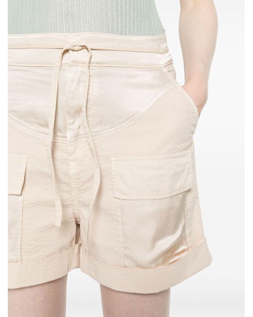Pinko Natural Belted Panelled Shorts