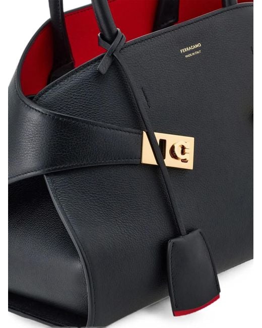Ferragamo Black Hug Leather Tote Bag