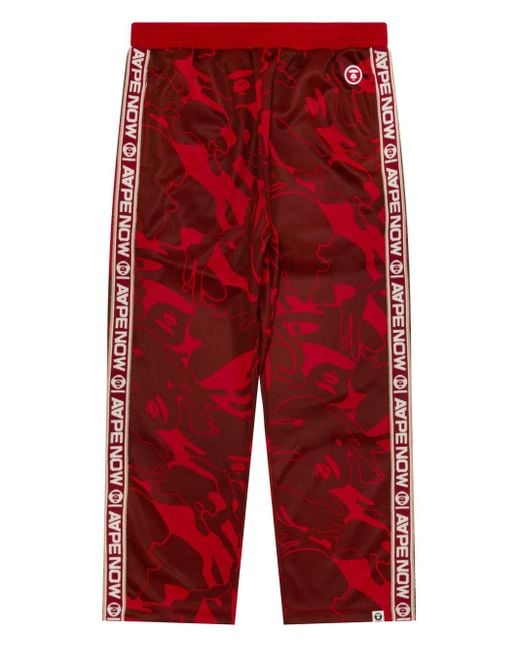 Aape By A Bathing Ape Red Ape Head Logo-Patch Track Pants for men
