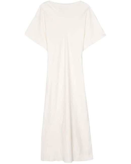 Rohe White Boat-neck Satin Midi Dress