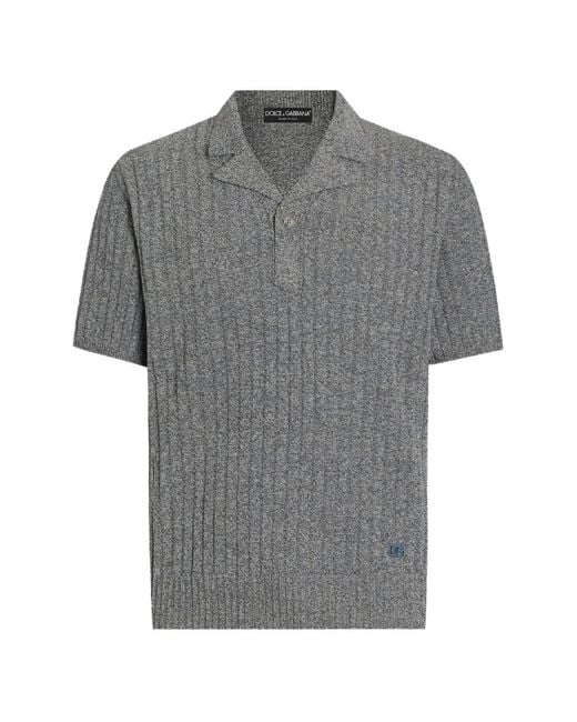 Dolce & Gabbana Gray Polo Côtelé En Coton Et Lin for men