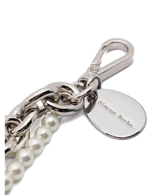 Simone Rocha Metallic Pearl & Chain Necklace With Encased Pearl Flower