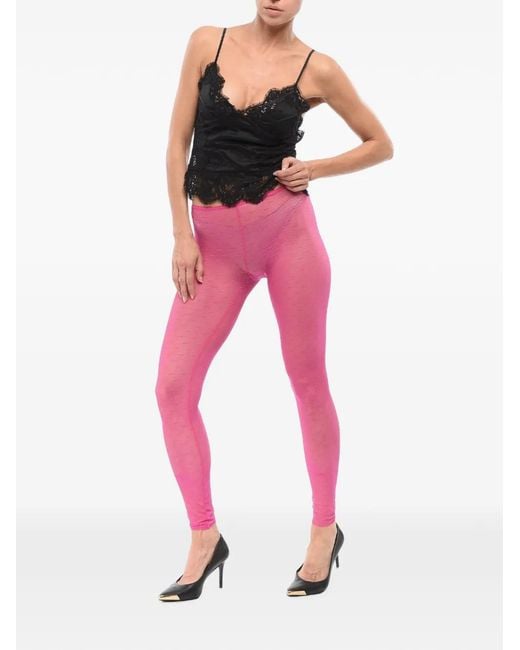 DSquared² Pink Monogram-Pattern Tights