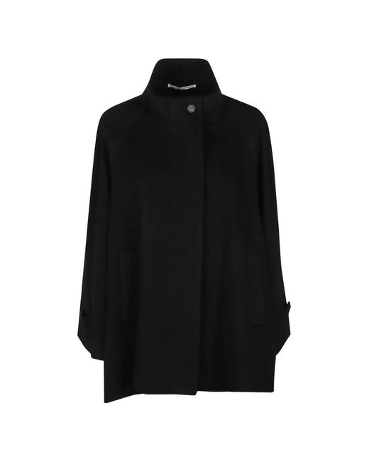 Tagliatore Black Leila High-Neck Cape Jacket