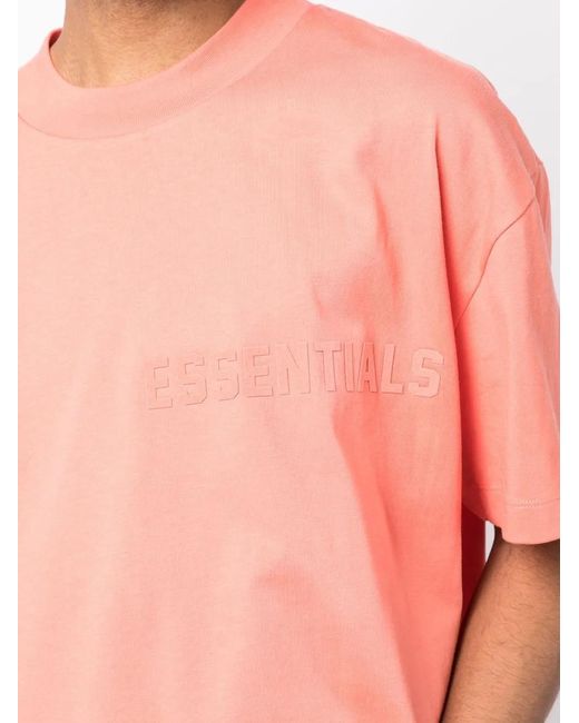 Fear Of God Pink Embossed-Logo T-Shirt for men