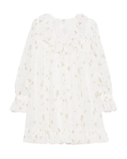 Chloé Mini-Jurk Met Bloemenprint in het White