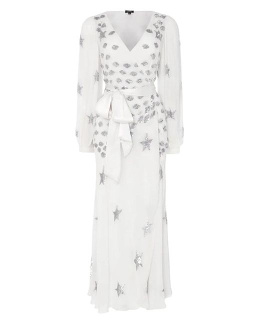 Temperley London White Etoile Sequin-Star Wrap Dress