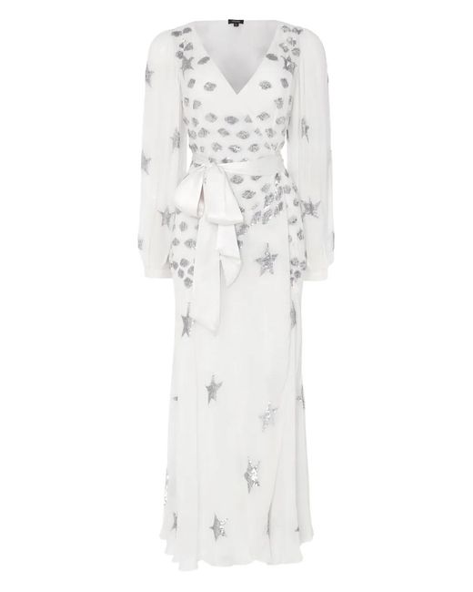 Temperley London White Etoile Sequin-Star Wrap Dress