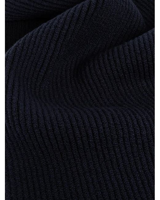 Stone Island Blue Ribbed Compass-Patch Scarf for men