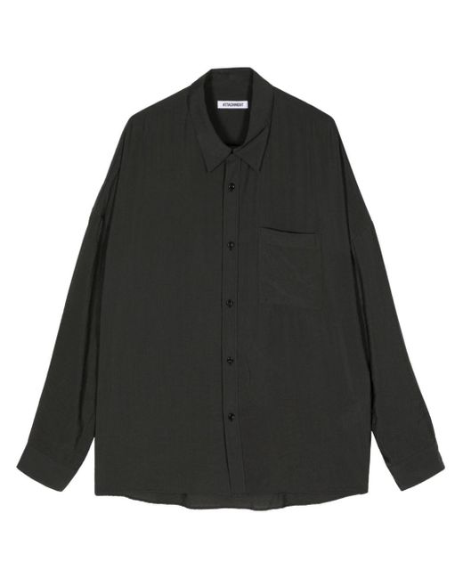 Attachment Black Chest-pocket Long-sleeve Shirt for men