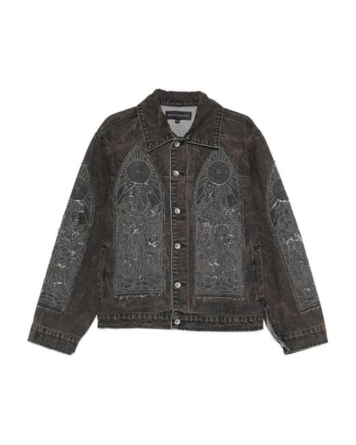 Who Decides War Gray Mechanic Denim Jacket for men