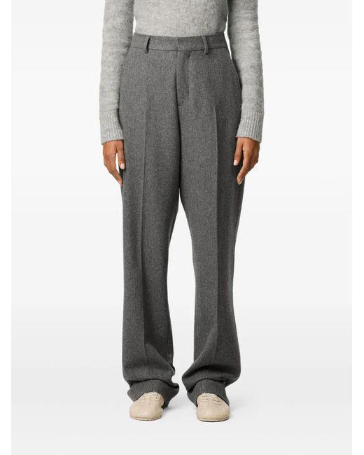 AMI Gray Wide Wool Trousers