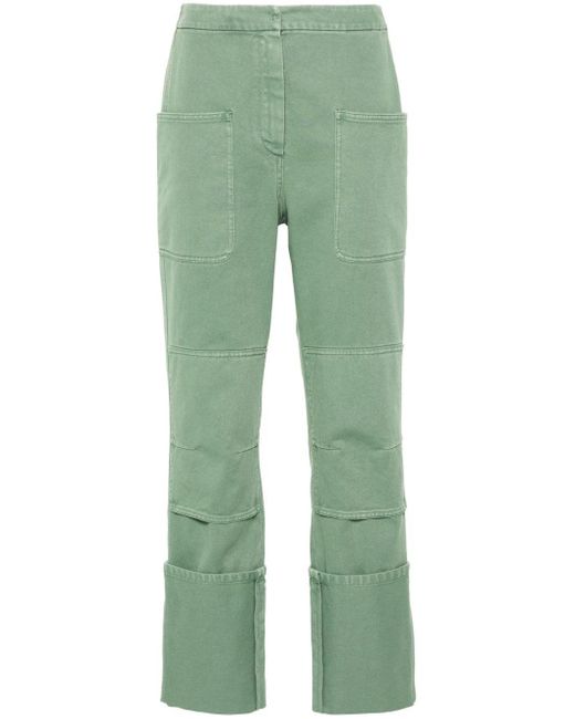 Max Mara Slim-fit Cotton Trousers Green
