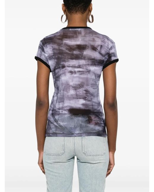 Helmut Lang T-Shirt Met Grafische Print in het Purple