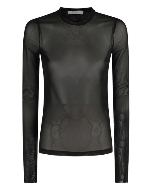 Top de malla Tela de color Black