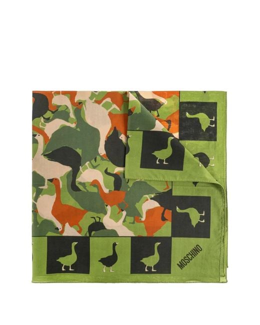 Moschino Green Foulard À Imprimé Canard