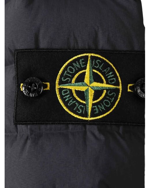 Stone Island Blue Logo-Patch Quilted Jacket for men
