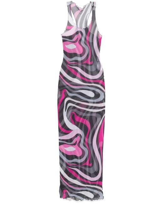 Emilio Pucci Purple Kleid Mit Iride-Print