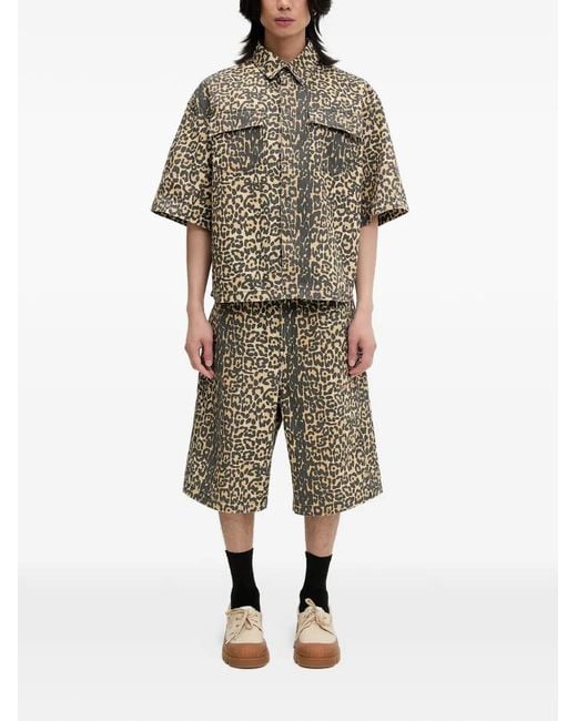 Rhude Natural Leopard-Print Shorts for men