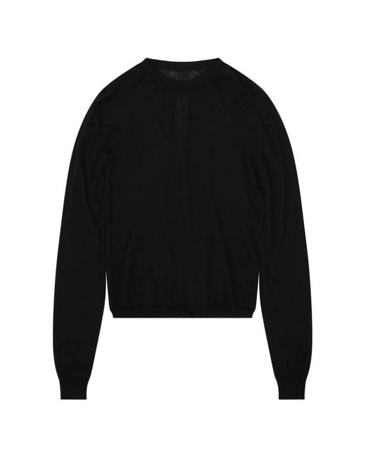 Rick Owens Black Round Neck Sweater for men