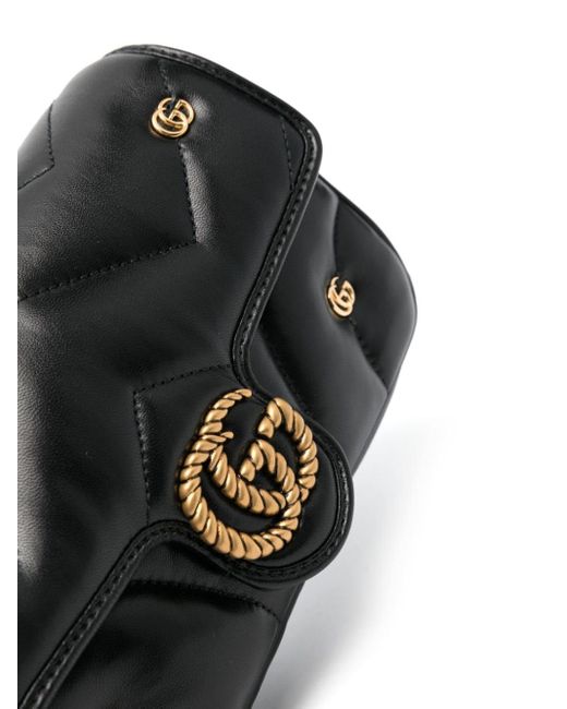 Gucci Black Mini GG Marmont Schultertasche