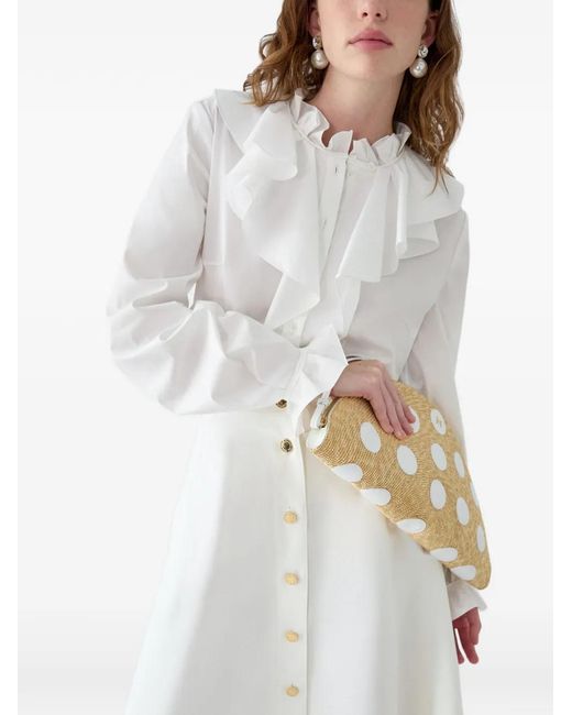 Carolina Herrera White Ruffle Blouse