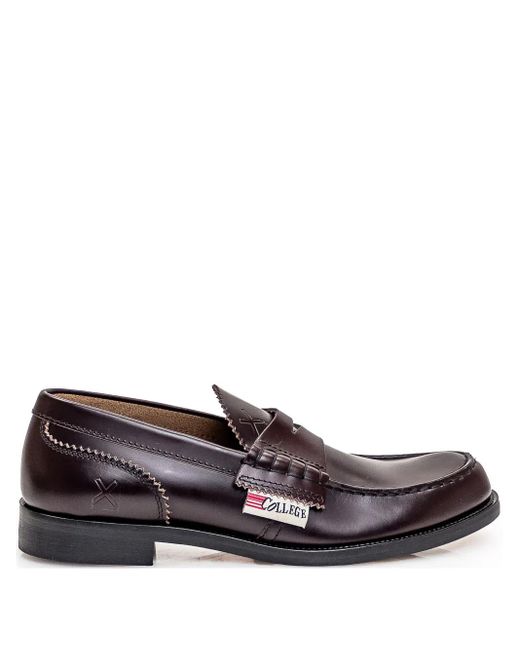 COLLEGE Brown Leather Loafers for men