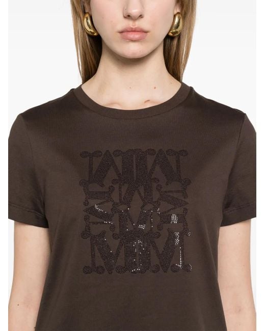 Max Mara Logo Cotton T-Shirt in Brown | Lyst UK