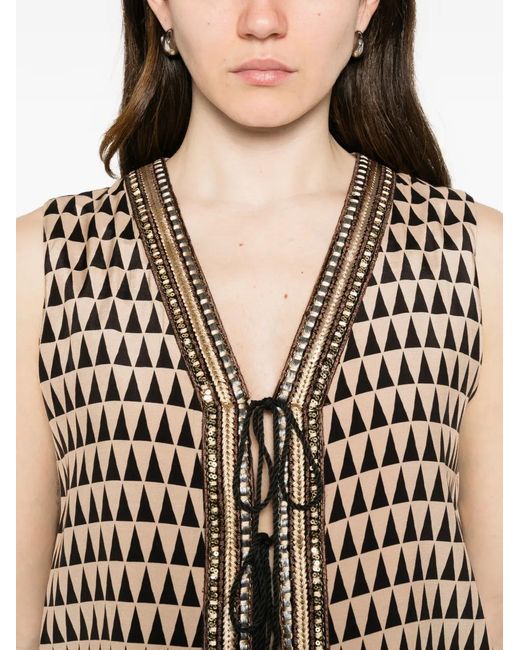 Dixie Black Geometric-Print Sequin-Embellished Blouse