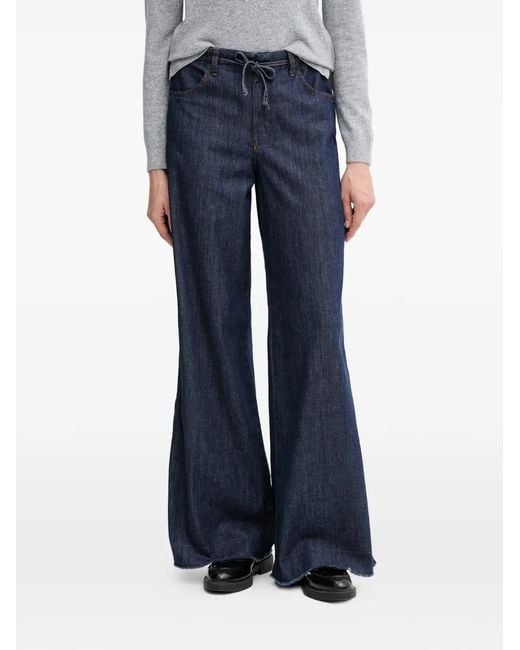 Ouí Blue Drawstring-Fastening Flared Jeans