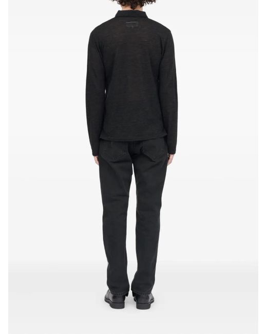MM6 by Maison Margiela Black Long-Sleeve Polo Shirt for men