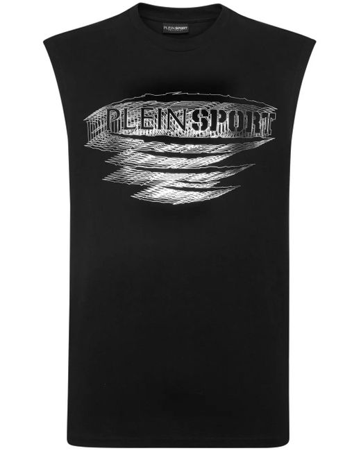 Philipp Plein Black Logo-Print Tank Top for men