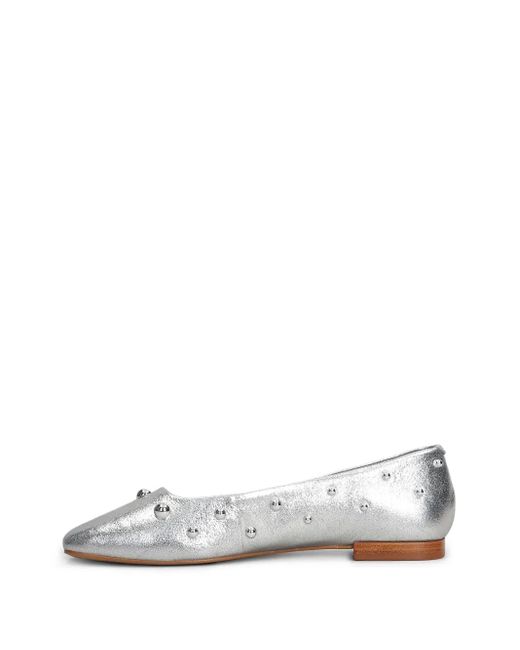 Carrano White Stud-Detailing Ballerina Shoes