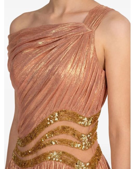 Gatti Nolli by Marwan White Lurex Gown Dress